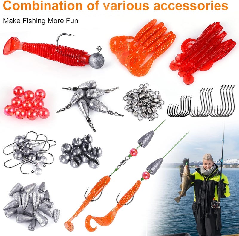 PLUSINNO Fishing Lures Fishing Tackle Box Fishing Gifts for Men, Bass, Trout Fishing Accessories Kit for Saltwater & Freshwater Fishing Gear Including Topwater Lures, Hooks, Spinnerbaits - Image 5